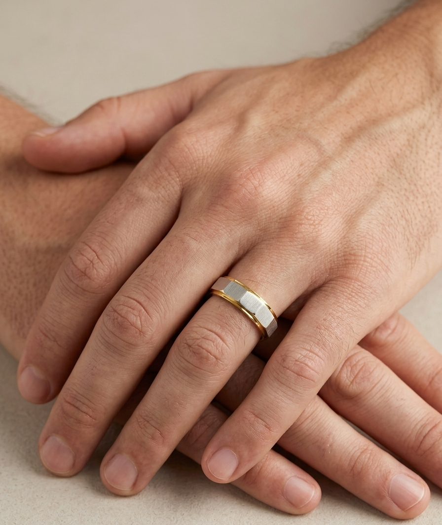 Men’s Two-Tone Band - 18K Gold Plated