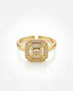 The Art Deco Mosaic Adjustable Ring - 18K Gold Plated
