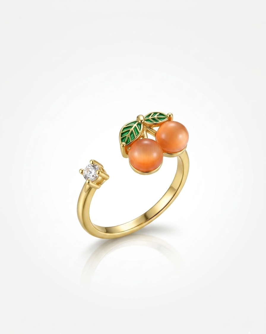 Crystal Halo Solitaire Adjustable Ring - 18K Gold Plated