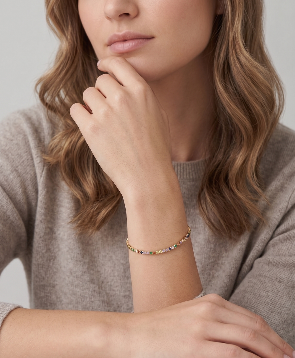 Gold Multi-Color Rainbow Adjustable Bolo Bracelet