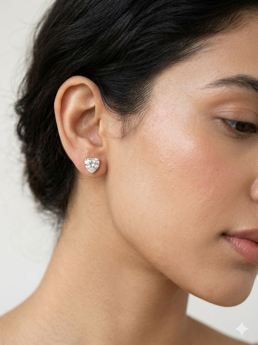 Heartfelt Solitaire Studs - 18K Gold Plated