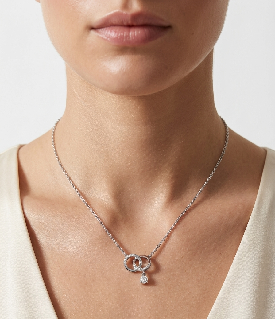 Interlocking Eternity Ring Crystal Necklace