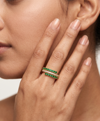 The Emerald Envy Triple-Row Adjustable Ring - 18K Gold Plated