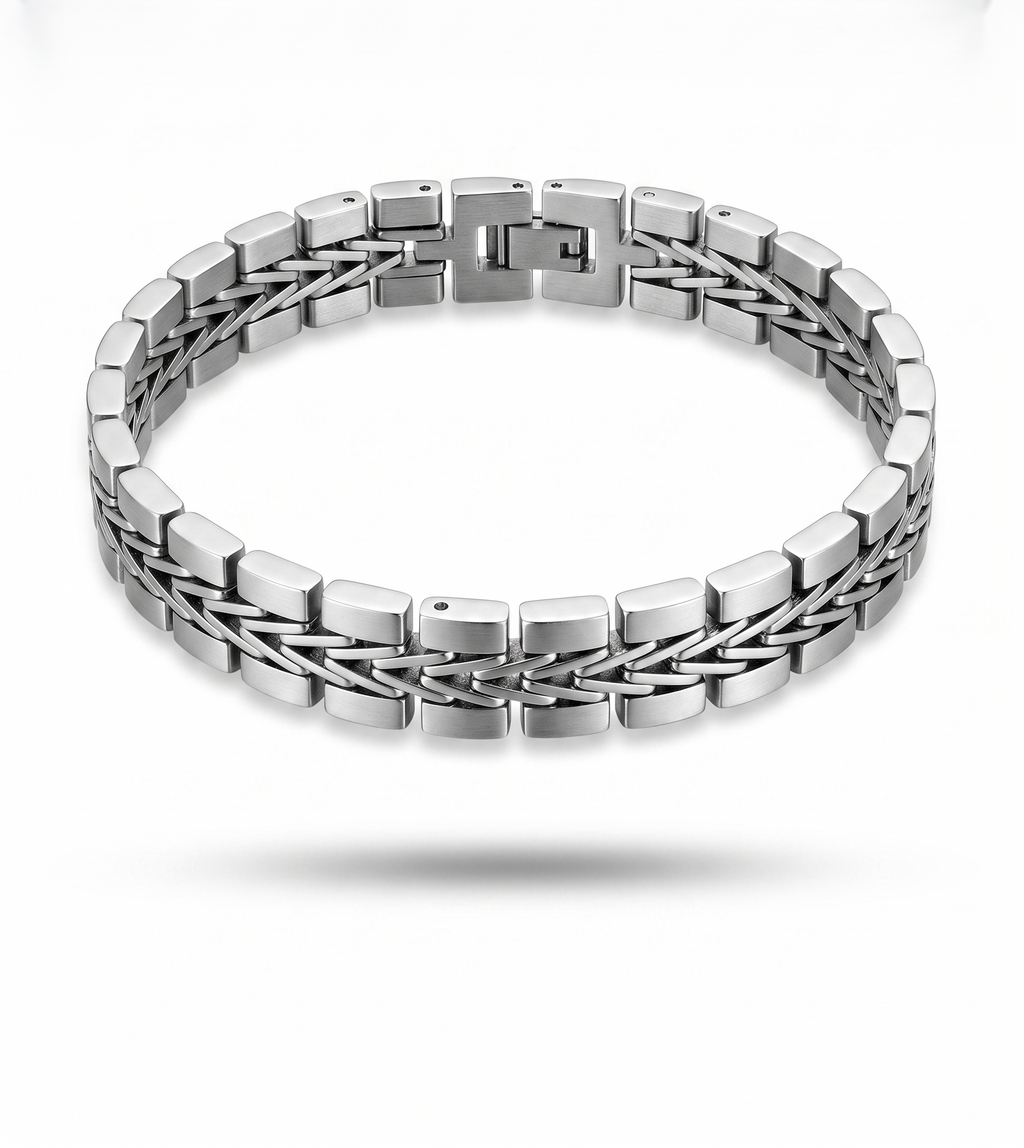 Silver-toned Intricate Link Watch Bracelet