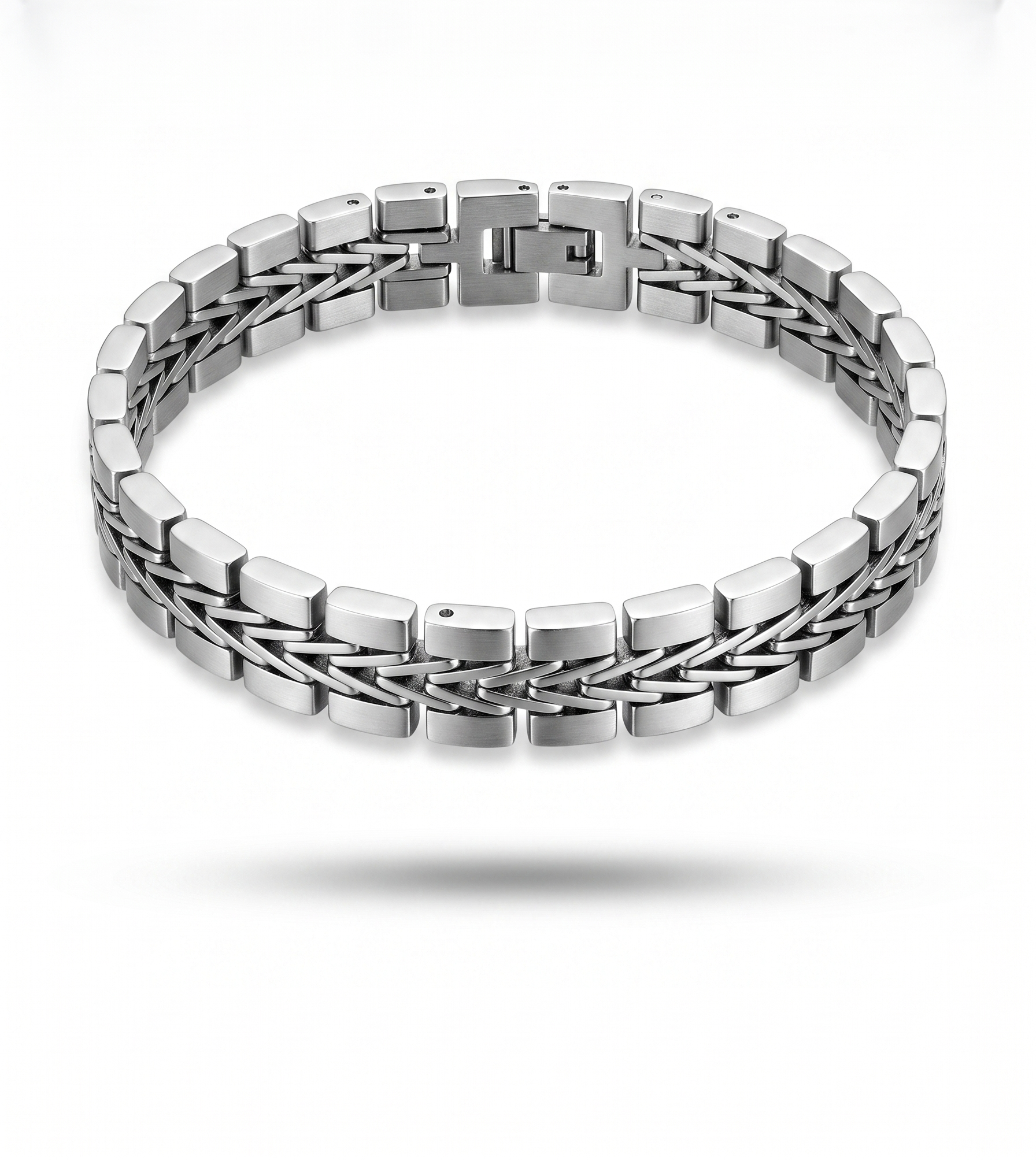 Silver-toned Intricate Link Watch Bracelet