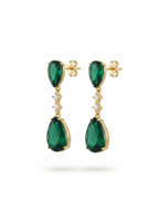 The Emerald Teardrop Drops - 18K Gold Plated