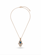 Celestial Blue Hamsa Hand Necklace - 18K Gold Plated