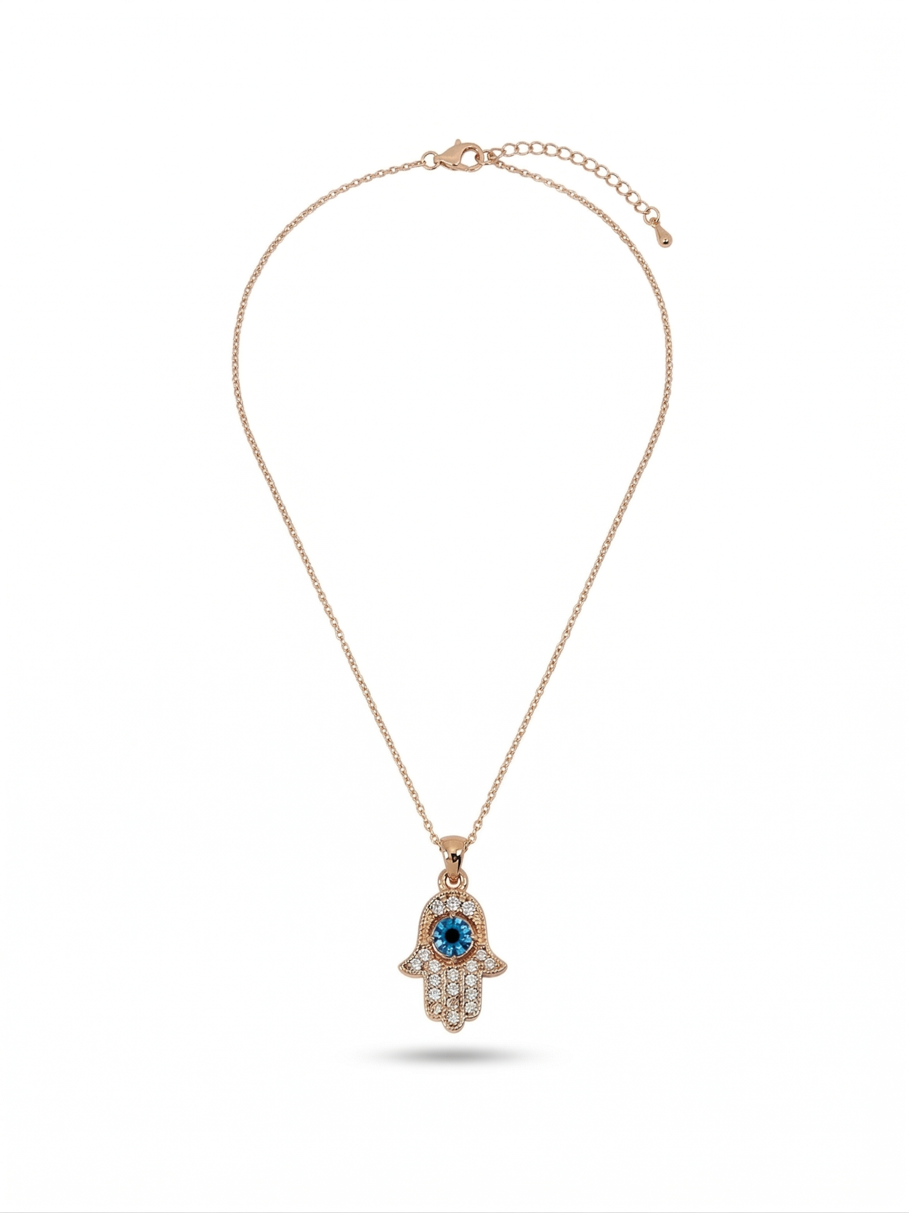 Celestial Blue Hamsa Hand Necklace - 18K Gold Plated