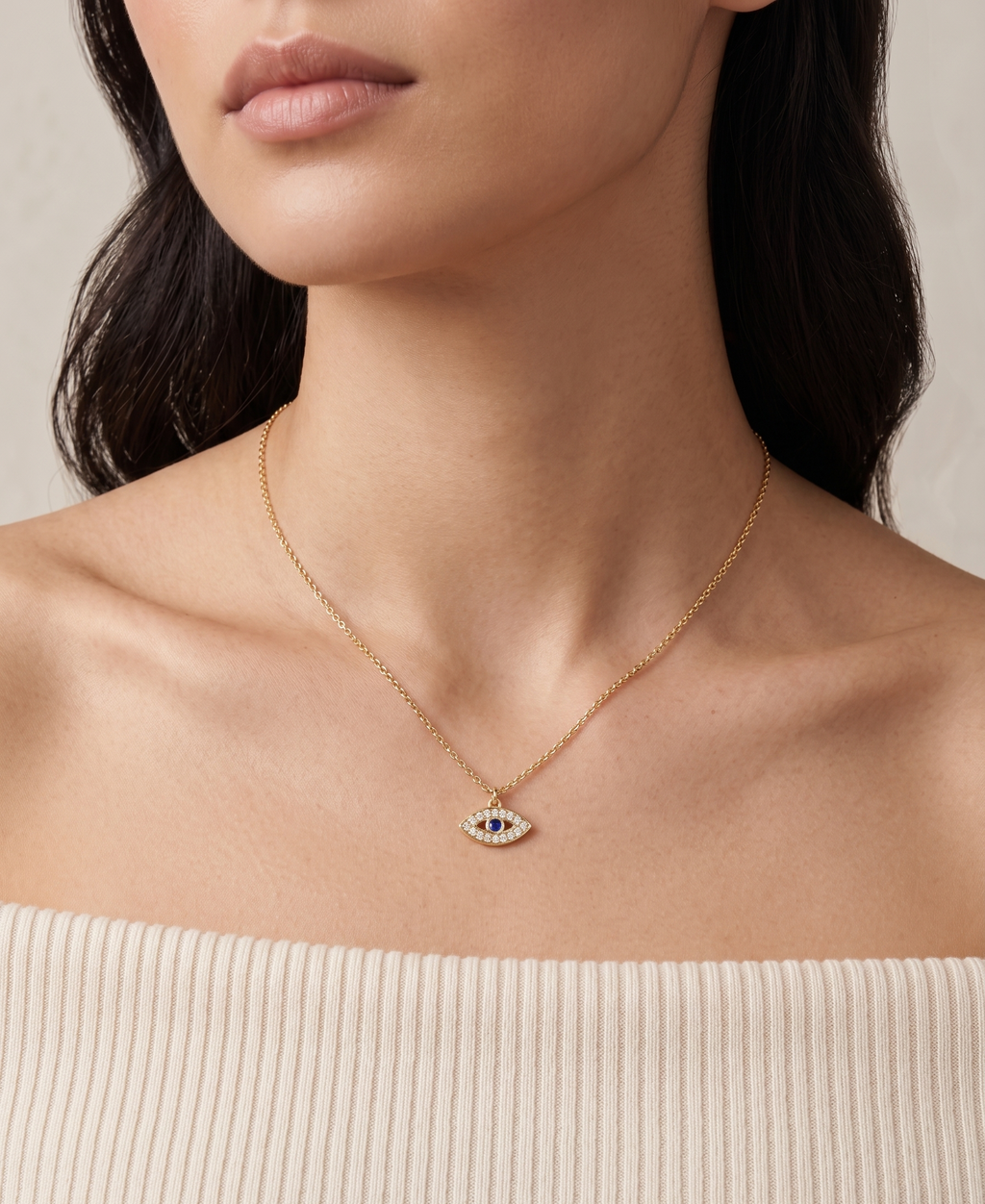 Radiant Evil Eye Pendant Necklace - 18K Gold Plated