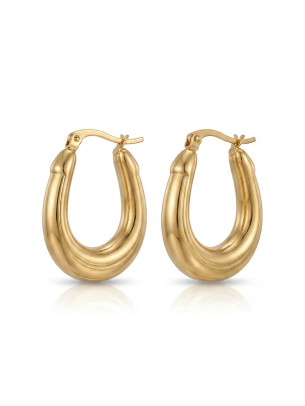 Anti Tarnish 18K Gold Plated  Gold Hoops earrings for women