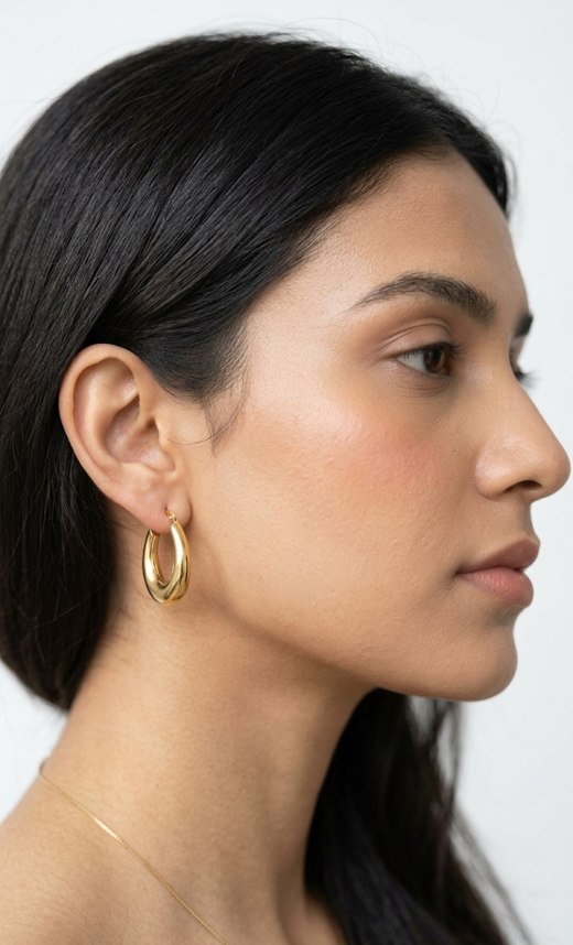 Anti Tarnish 18K Gold Plated  Gold Hoops earrings for women