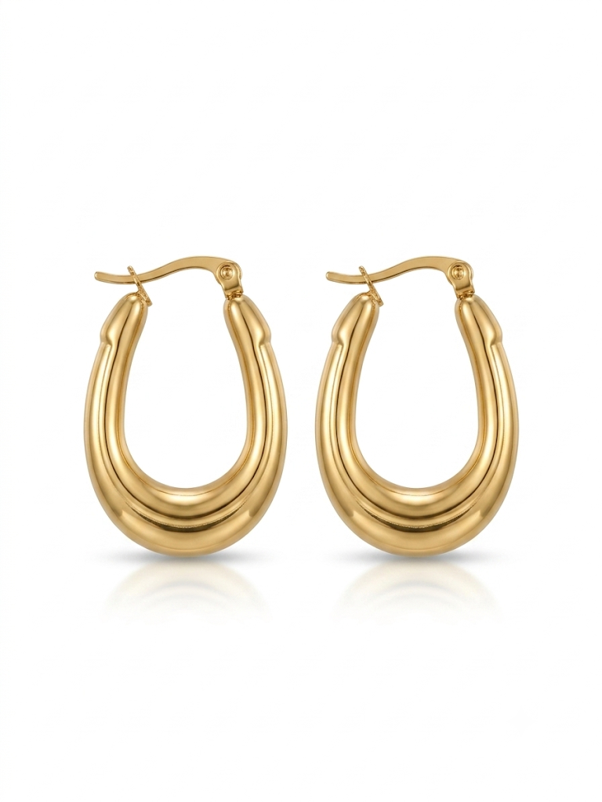 Anti Tarnish 18K Gold Plated  Gold Hoops earrings for women