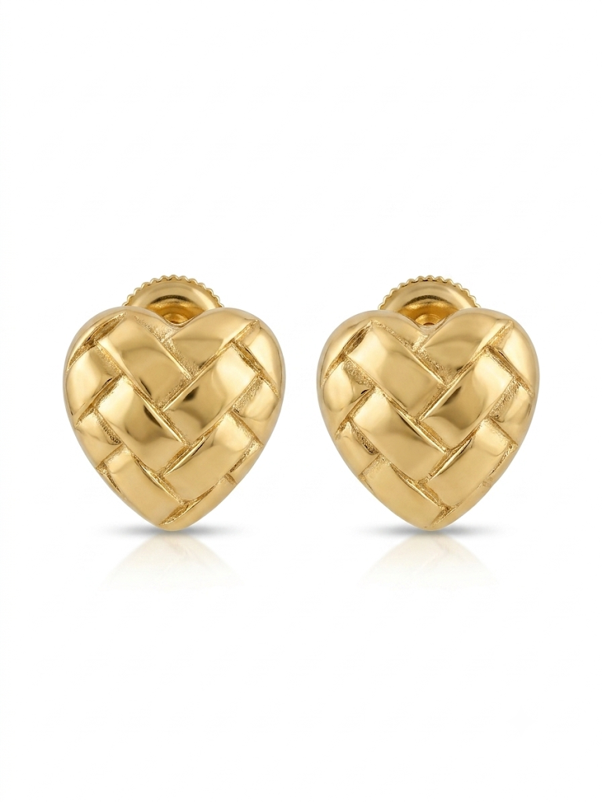 Anti Tarnish 18K Gold Plated Heart gold Studs for women.