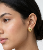 Anti Tarnish 18K Gold Plated Heart gold Studs for women.