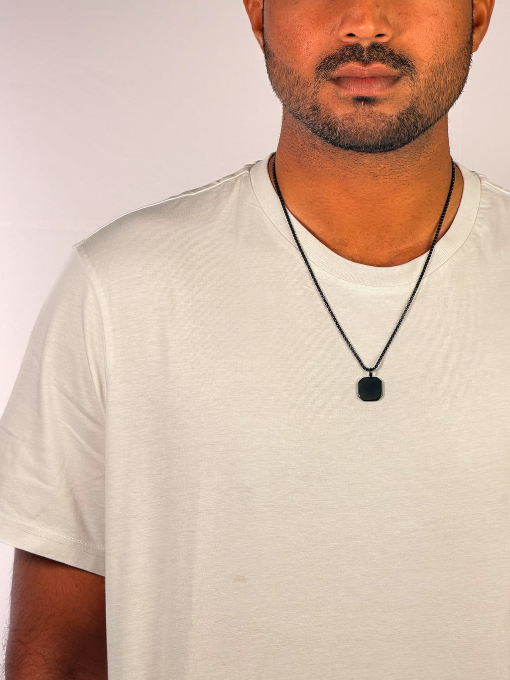 Matte Black Octagonal Onyx Pendant Necklace