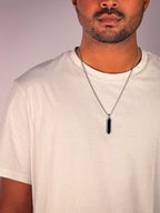 Onyx Inlay Octagonal Bar Necklace
