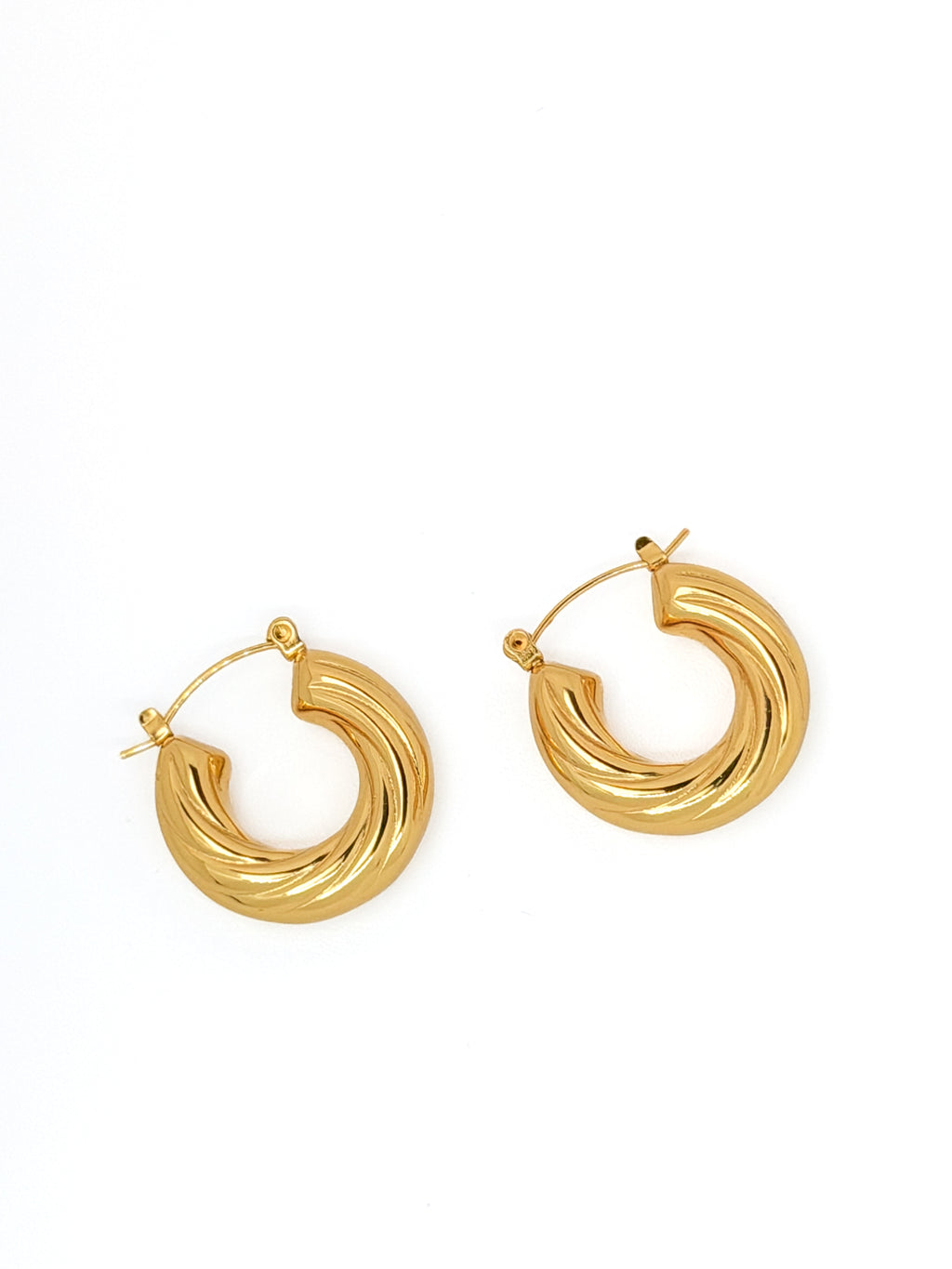 Athena Twisted Croissant Hoops - 18K Gold Plated