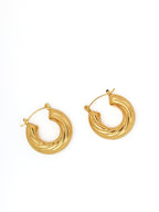 Athena Twisted Croissant Hoops - 18K Gold Plated
