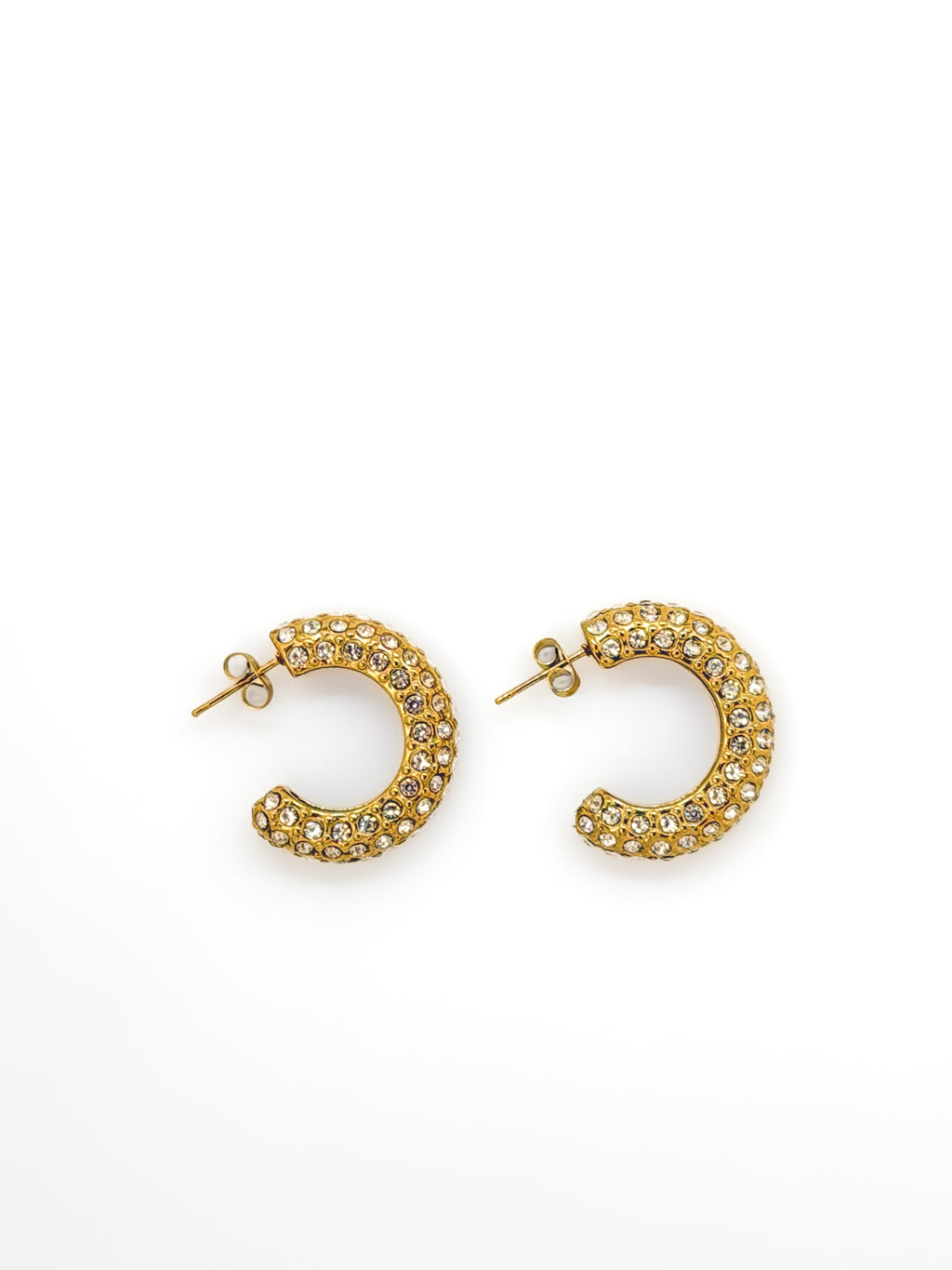 Glimmer Pave Dome Hoop Earrings - 18K Gold Plated