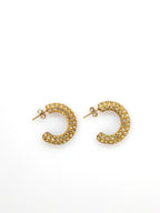 Glimmer Pave Dome Hoop Earrings - 18K Gold Plated