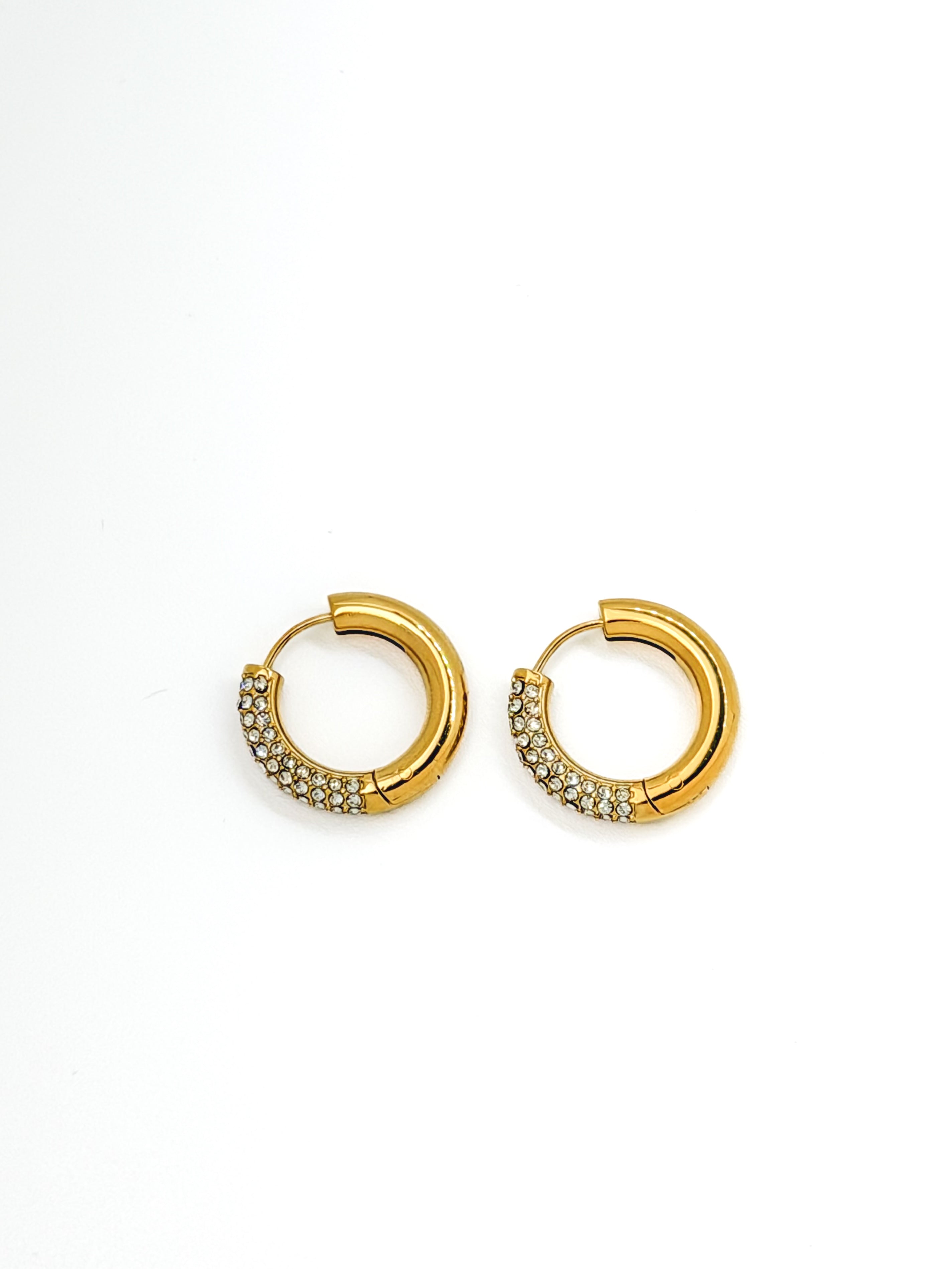 Pavé Dome Earrings - 18K Gold Plated