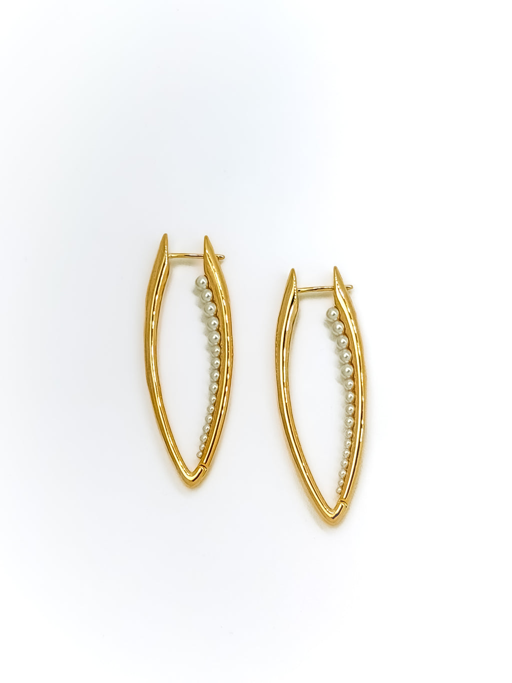 Aura Pearl Marquise Hoops - 18K Gold Plated
