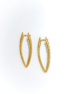 Aura Pearl Marquise Hoops - 18K Gold Plated