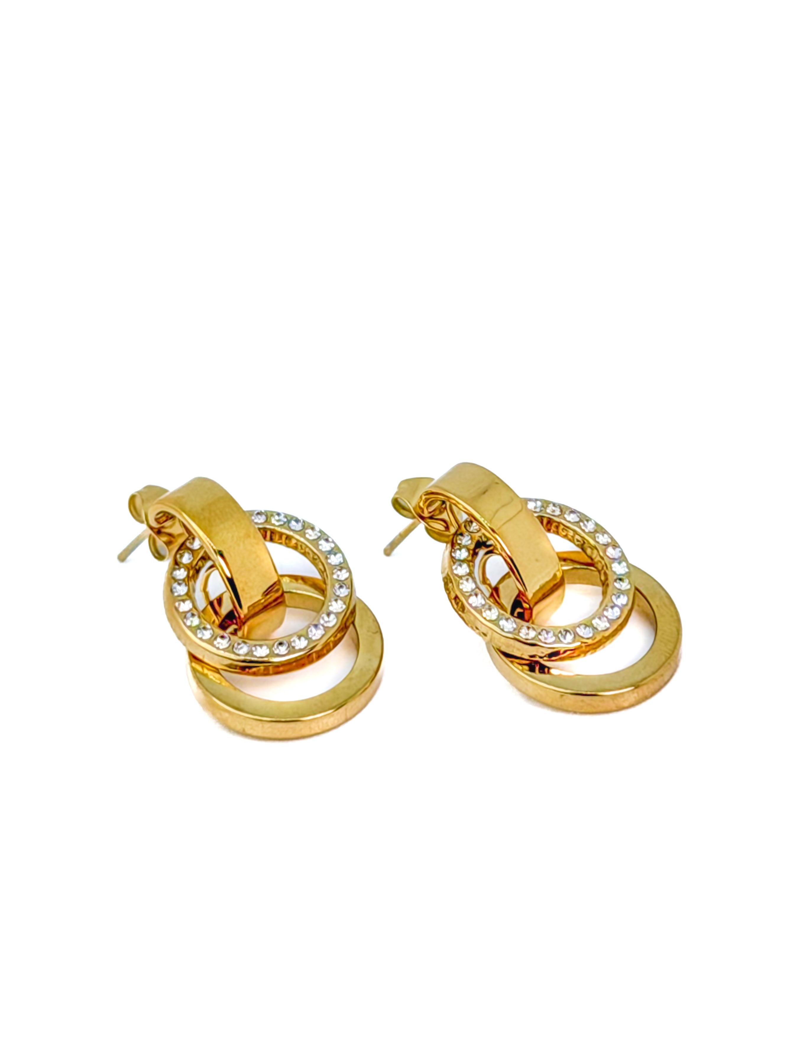 Interlock Halo Drop Earrings - 18K Gold Plated
