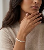 Anti Tarnish 18K Gold Plated Lineage Baguette Tennis Adjustable Bracelet for Women