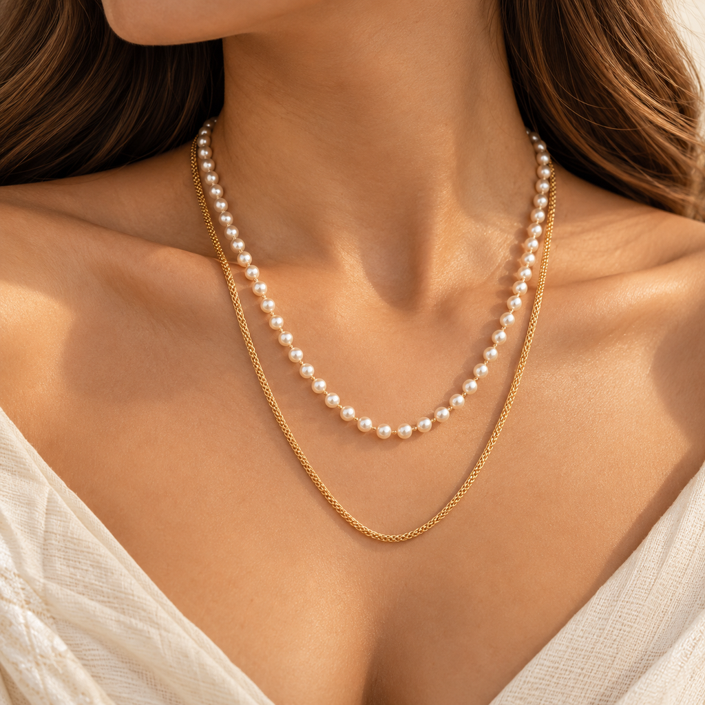 Luminous Pearl & Gold Layered Necklace