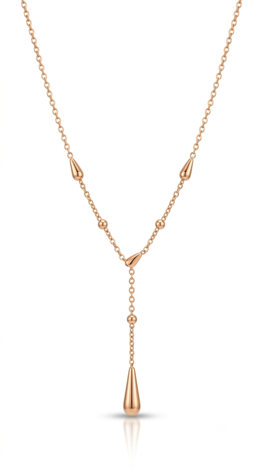 Lyra Teardrop Y-Necklace 18K gold plated pendant close-up