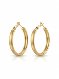 Pair of medium-sized oval hoop earrings featuring a brushed matte gold finish set against a pure white background.