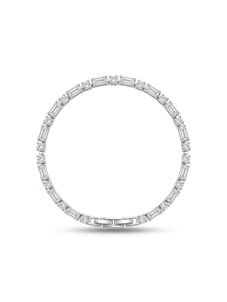 Mixed-cut crystal tennis bracelet.
