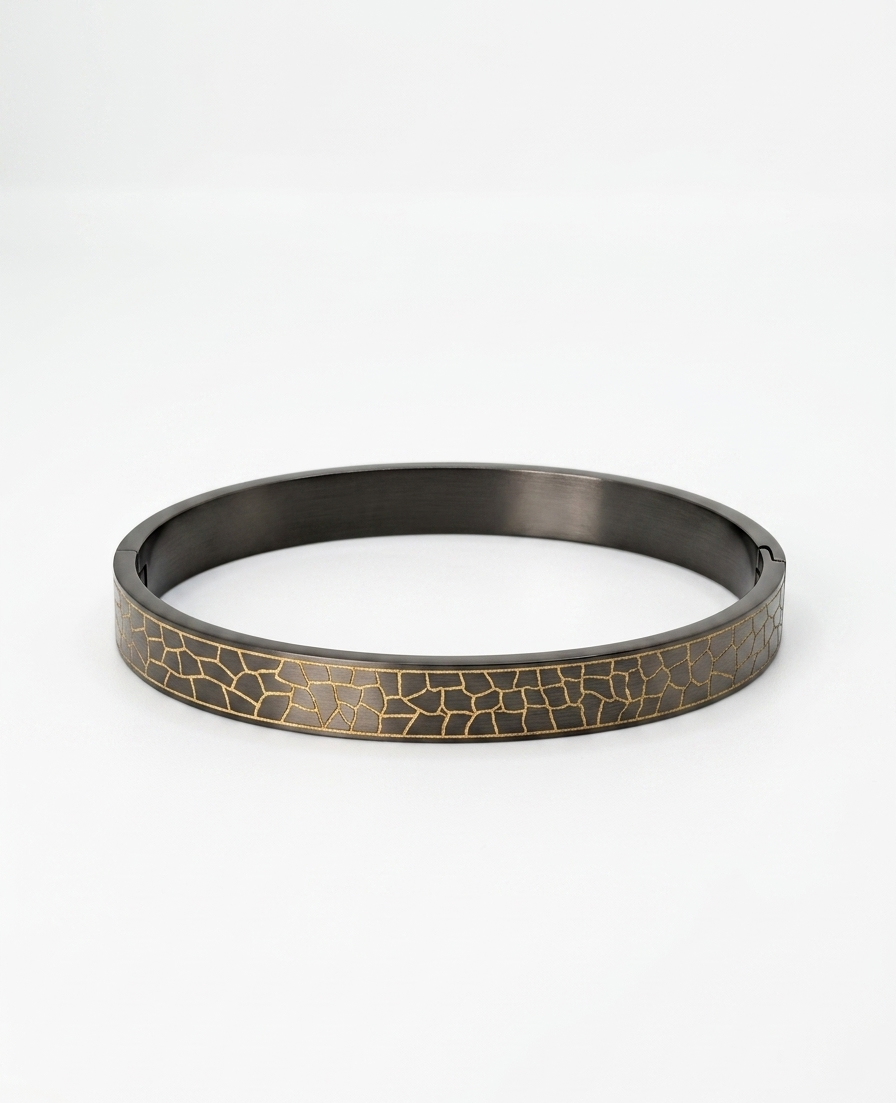 Anti Tarnish 18K Gold Plated Mosaic Noir Men's Bracelet for Men.