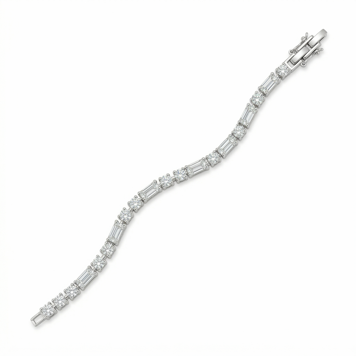 Open Mixed-cut crystal tennis bracelet.