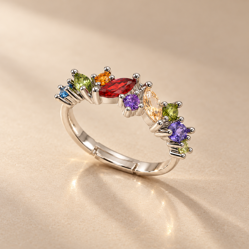 Prism Rainbow Gemstone Adjustable Ring