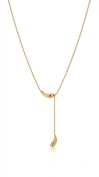 Rhea Liquid Teardrop Lariat Necklace 18K gold plated .