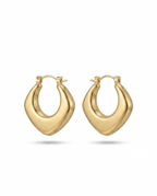 Sculpted gold-plated hoop earrings with a diamond-textured design.