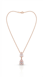Aura Double Pear Drop Necklace 18K gold plated worn on model