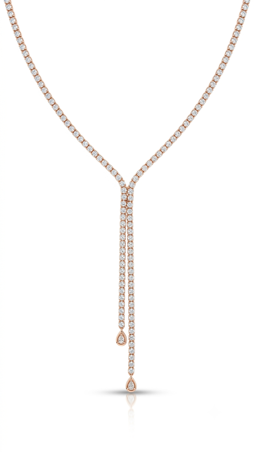 Celeste Diamond Lariat Tennis Necklace 18K gold plated with CZ stones