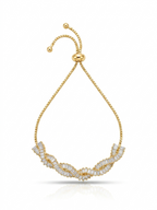 Anti Tarnish 18K Gold Plated  The Gold Twisted Baguette Ribbon Adjustable Bracelet for Women
