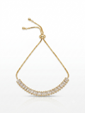 Anti Tarnish 18K Gold Plated Lineage Baguette Tennis Adjustable Bracelet for Women