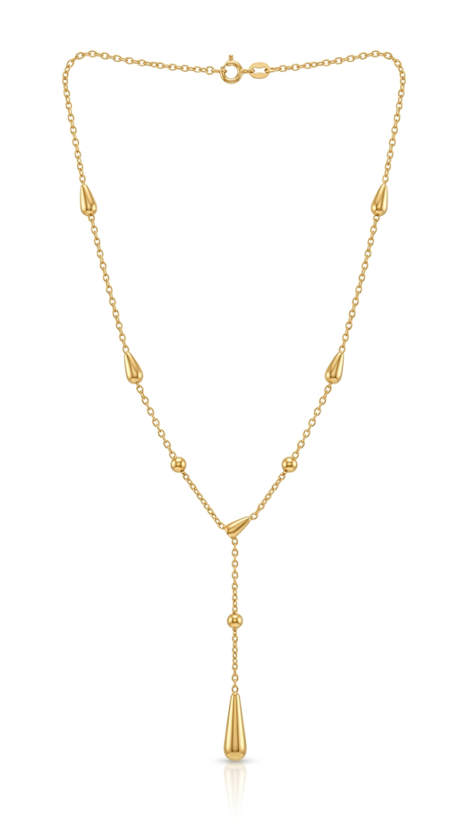 Lyra Teardrop Y-Necklace 18K gold plated pendant close-up