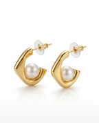Anti Tarnish 18K Gold Plated The Pearl Knockers earrings for women.