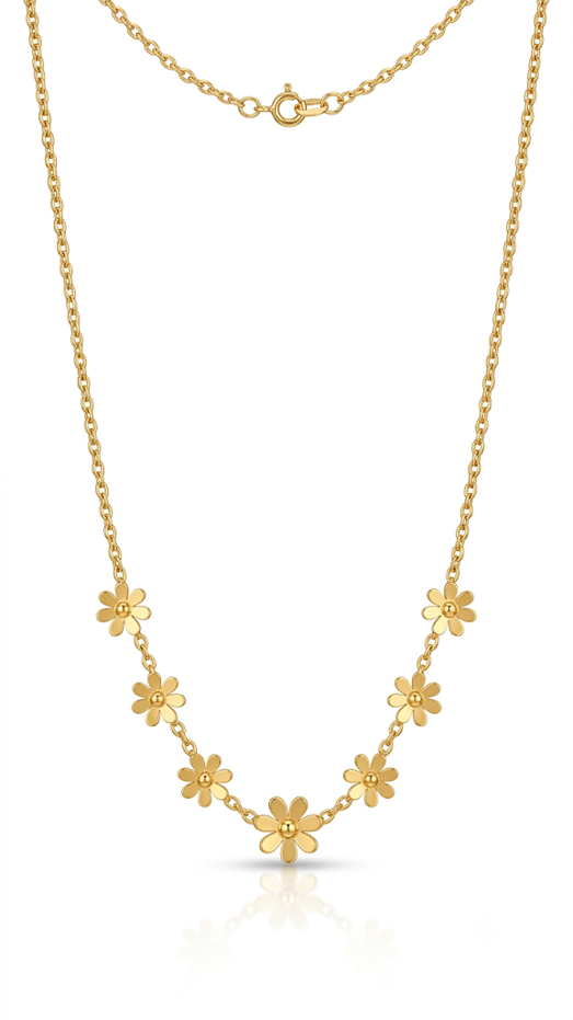 Petal Arc Necklace 18K gold plated pendant on white background