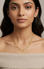 Petal Arc Necklace 18K gold plated pendant on white background