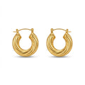 Athena Twisted Croissant Hoops - 18K Gold Plated